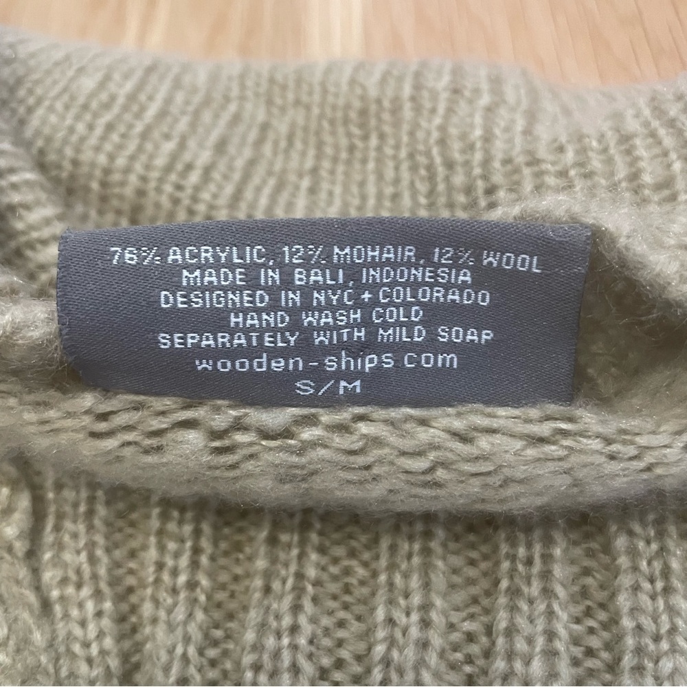 Wooden Ships Mohair Wool Tan Cropped Grandpa Cardigan Sweater - Small / Medium - Picture 9 of 9